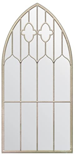 MirrorOutlet Home & Garden Large New Rustic Multi Panelled Arched Window Garden Outdoor Mirror 160 x 85cm 5ft3 x 2ft9, Silver (GMA035)
