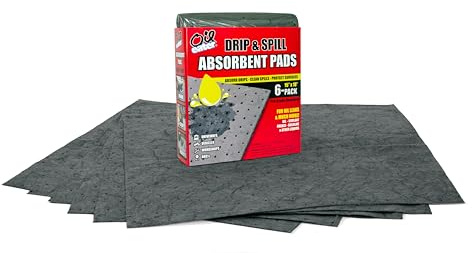 Oil Eater Drip & Spill Universal Pads - Absorbs Liquids | Soaks Oil, Grease, Coolant and Water-Based Fluids - Car, Truck, RV, Motorcycle and Tools - 6 Pack,Grey,15 x 18,AOA-BPL006-GREY