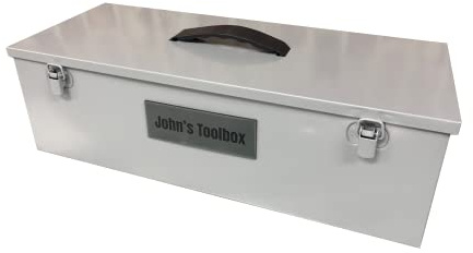 Personalise Online - Retro Metal Toolbox (Grey) - FREE PERSONALISATION - Made in UK, Customised, Portable, Heavy Steel - for hobby, DIY, Garden Storage Box