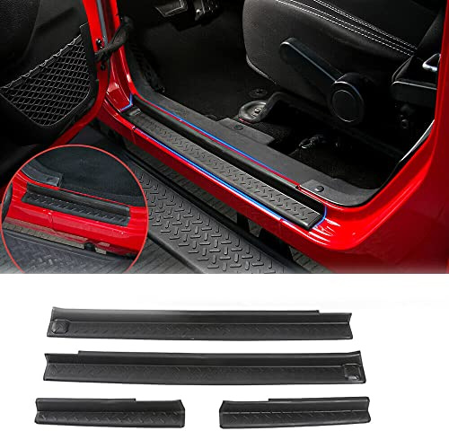 TDHLW Kit battitacco, Protezioni per Ingresso Porta per Jeep Wrangler JK JKU 4 Porte 2007-2017 Accessori per 4 Porte, Protezione per battitacco Copertura Completa per davanzale,4 Doors