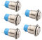 RUNCCI-YUN 5 Stücke 16mm Metall Verriegelung Druckschalter, DC 12 V / 24 V 4 Pin SPDT Schalter mit Blauer LED-Licht, wasserdichte Selbsthemmende Runde Schalter (Hervorstehend)