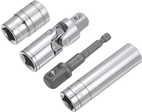 sourcing map Buchse Set 17mm Flach Tief Universalgelenk 1/4 Schlagadapter mit 1/2 Antrieb