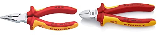 KNIPEX Spitz-Kombizange 1000V-isoliert (145 mm) 08 26 145 & Seitenschneider 1000V-isoliert (160 mm) 70 06 160