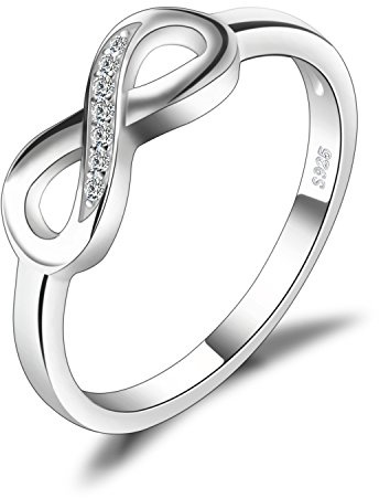 JewelryPalace Wickelring Infinity Verlobungsring Unendlichkeit Promise Eheringe Ring Silber 925 Damen, Zirkonia Silberringe Trauringe Hochzeitsringe Antragsring Ringe, Damen Schmuck Rosegold Gold