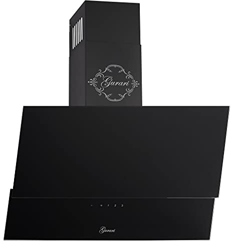 GURARI Dunstabzugshaube 60 cm GCH D 268 6 BL Prime Abzugshaube Kopffreihaube Schwarz Glas 1000m³/h mit Fernbedienung | Wandhaube Abluft/Umluft