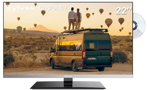 SYLVOX 22 inch Smart TV with DVD Player Built in, Frameless RV TV 1080P FHD, WiFi Bluetooth, HDMI USB, Android 12V TV for Motorhomes, Caravans - Limo 2024