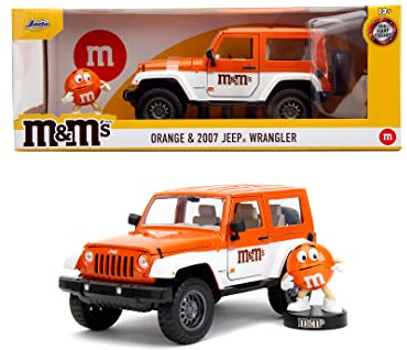 Jada M&Ms Orange 2007 Jeep Wrangler 1:24 Fahrzeug und M&M Sammelfigur