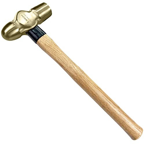 WEDO Marteau sphérique avec manche en bois - Poids de la tête : 230 g - Marteau d'ingénierie sans étincelles - Marteau de serrurier - Aluminium bronze - Norme BAM/FM/DIN - Longueur 300 mm