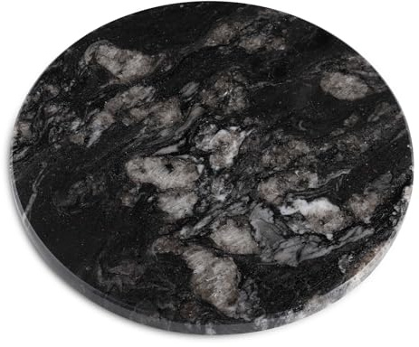 Koville Brazilian Natural Marble Cutting Board for Kitchen, 11 Round Hand Crafted Marble Slab for Cheese, Charcuterie, Pastry Board - Wedding Gift, House Warming Gift(Blue Fantasy)
