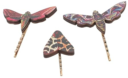 Abaodam 3 Stück-pack Vintage Holz Haarspangen Libelle Schmetterling Kleine Tierfiguren Haarnadeln Rostfrei Dekoration Für Damen Frisuren Und Mottopartys
