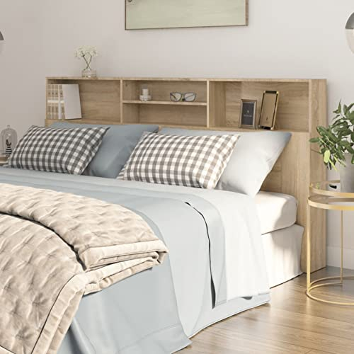 GuyAna Kopfteil mit Ablagen Sonoma-Eiche 200x19x103,5 cm Bett RüCkenlehne