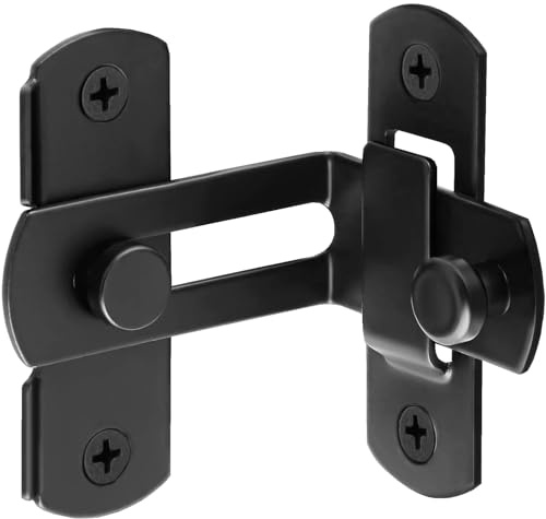 ZiYuya 90 Grad Schiebetür Schloss, Türriegel Edelstahl Tür Bolzen Riegel Schnalle, Torriegel Tür Stopper Lock Haken Eye Lock Torschloss Türschloss Riegelschloss für Badezimmer Fenster Schwarz 90° 4