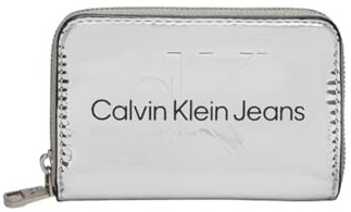 Calvin Klein Sculpted MED Zip Around Mono S Damen Geldbörse, Grau, Einheitsgröße, Silber, Tek Beden, Casual
