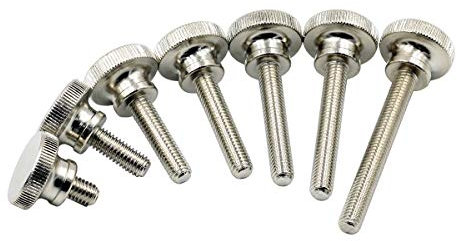 Foyoram Lot de 8 vis moletées M4 x 25 mm, forme de hauteur, avec filetage M4, longueur du filetage M4 (5 mm à 40 mm), acier au carbone nickel