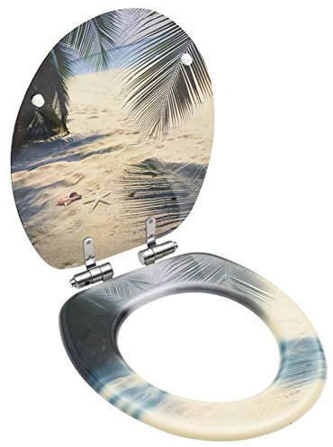Rantry WC-Sitz mit Absenkautomatik aus MDF im Strand-Design, WC-Sitz, WC-Deckel