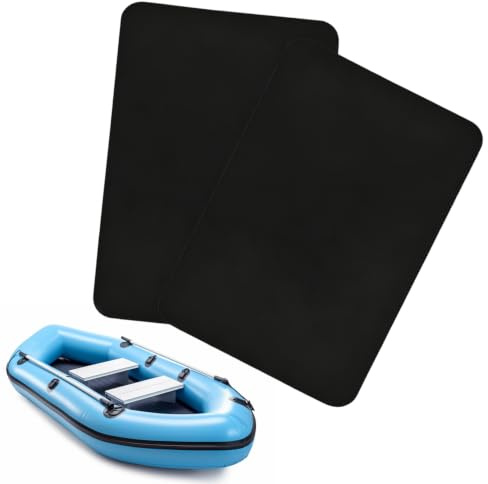 Tissting 2 Stück PVC Schlauchboot Flicken Reparaturset 20x12cm Schwarz | Zuschneidbare Wasserdichte Reparaturflicken für Kajak Kanu Luftmatratze Pool Zelt Plane Markise