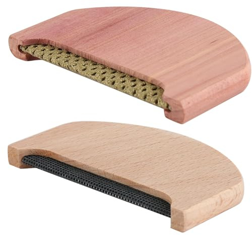 2 Pcs Cashmere Comb Wooden Bobble Remover for Knits Wool Sweaters, Pilling Fuzz Fabric Lint Fabric Shaver Manual Portable Depiller for Clothes Scarves Coats Pants Care