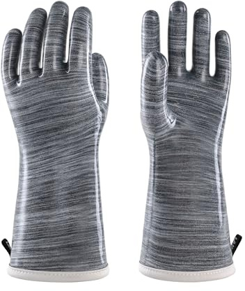 wahoo Liquid Silicone Smoker Oven Gloves, Food-Contact Grade, Heat Resistant Gloves for Cooking, Grilling, Baking, Grey, XL
