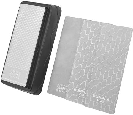 Gunpla Diamond Sharpening Stone Magnetic Two Sided Grinding Sharpener Plate, Heavy Duty 65Mn Steel Abrasive Stone, Grit Diamond Coating Cut Sharpeners 152x58mm with Plastic Base for Workshop Chisels