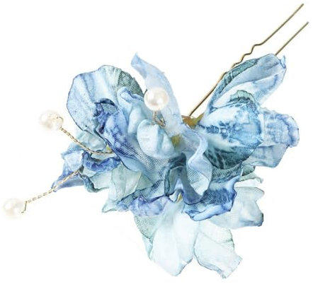 1 Stück Blumenhaarnadel Braut Haarnadeln U-förmig Haarnadel Haarschmuck Damen Haarspangen Haarschmuck Kopfbedeckung für Frauen und Mädchen für Hochzeit Party Geburtstag Bankett,Blau