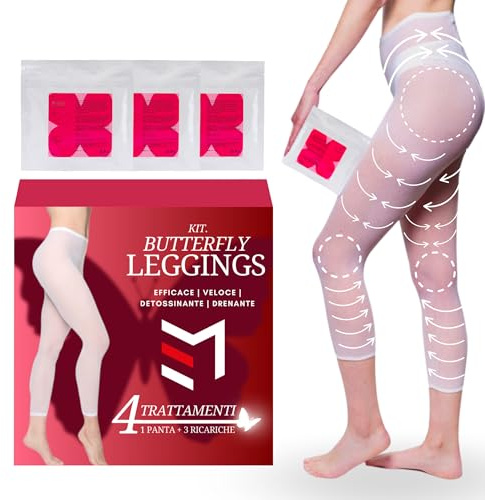 Estetica Le Muse Kit Leggins anti-cellulite pour femme – 4 traitements complets avec collants drainants anti-cellulite, 3 recharges et slips jetables – Réduction de la cellulite jambes et glutei et dr