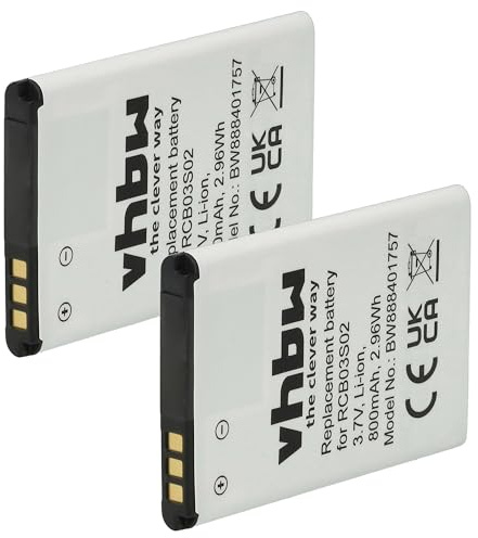 vhbw 2X Akku kompatibel mit Swisstone BBM 615 | BBM 610, BBM 625 Handy Smartphone Senioren Telefon (800 mAh, 3,7 V, Li-Ion)