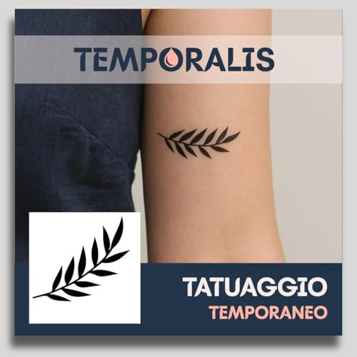 Palm leaf tattoo – Temporalis® | Temporary tattoos for women and men – Vegan fake tattoos, waterproof and EU-certified – Lasts 1 to 2 weeks [ Black palm leaf ]