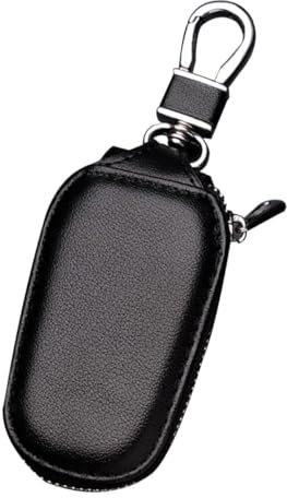 Zwenjuan Borsa Portachiavi per Auto,Astuccio Portachiavi in Pelle per Auto,Custodia per Chiavi per Auto,Portachiavi in Pelle PU con Cerniera per Donne e Uomini (Nero)