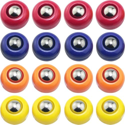 WHYHKJ Juego de 16 piezas de mini accesorios de rizador de repuesto para tejo, rojo, azul, amarillo, naranja, 4 cada uno de 1 x 0.55 pulgadas, accesorios de bola rizadora de bolos de mesa, equipo de