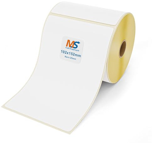 Multi-Shopping Thermo Etiketten Eco Versandetiketten 102 x 152 mm - 475 Stück je Rolle - Kern: 25 mm -permanent haftend DHL, UPS, GLS, Hermes, Fedex Thermodirekt Selbstklebend (10)