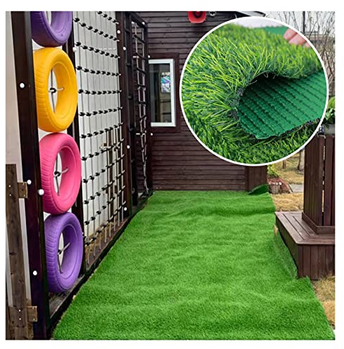 Alfombra de césped artificial de 50 x 80 cm, color verde, para interiores y exteriores, alfombra de césped sintético con agujeros de drenaje, perfecta para valla de patio, balcón