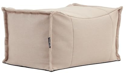 Icon Bud Outdoor Sitzsack Hocker mit Füllung, Beige | In Deutschland Hergestellt, Sitzsack Erwachsene, Olefin Stoff für Drinnen und Draußen, Fußhocker für Garten und Terrasse