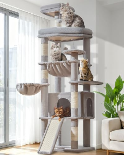 Taoqimiao Árboles Rascadores para Gatos Grandes 183 cm, Plataformas Amplias