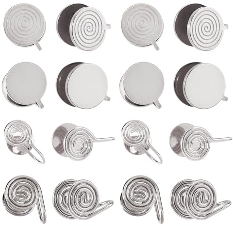 Hobbspring 16Pcs Pressure Earrings for Keloids 4 Styles Stainless Steel Non-Pierced Earring Stainless Steel Color Cuff Spiral Compression Earrings for Women Men