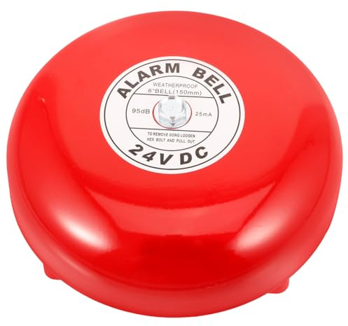 Veemoon Campanello di Allarme a Corrente 24v Rosso in Ferro per Uso Industriale ed Elevatori, Installazione Facile e Affidabile per Sicurezza e Emergenze
