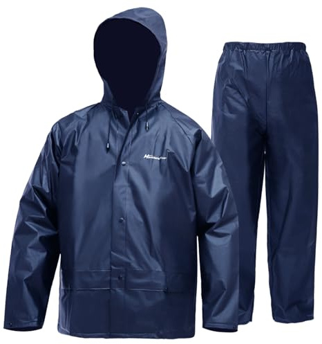Rain Suit for Men Women, Ultra-Lite Waterproof Rain Coat (Jacket + Trousers) Sets Windproof Hooded Rain Gear Work wear