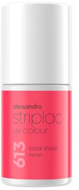 alessandro Striplac UV- Nagellack Coral Shock Neon- Deckend & Kratzfest bis zu 15 Tage - Leichtes Auftragen - Schonende Abziehtechnologie - Vegan - 6,5ml