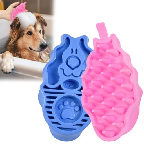 Hundebürste Kurzhaar 2pcs Badebürste Hund Bürste Haustier Premium Striegel | für Unterwolle und Deckhaar, für Hunde Katzen Haustier Kurzhaar & Langhaar mit Massageeffekt