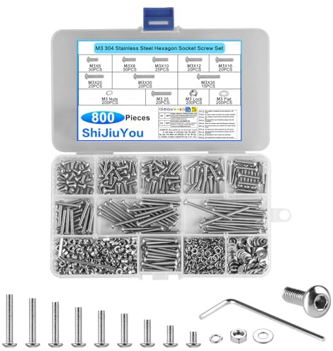 800 x M3 Stainless Steel Screws Bolts Nuts Washers Assorted Set