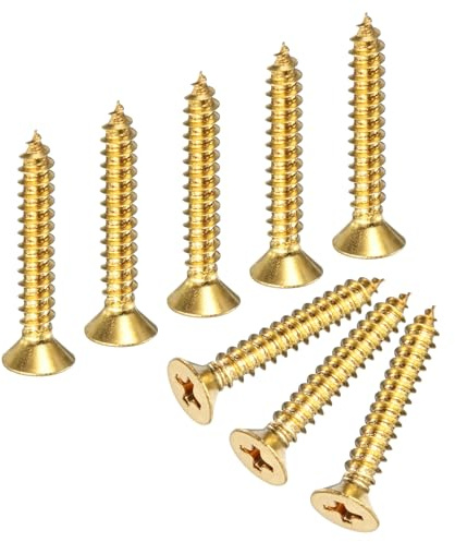 M METERXITY 100-Pack Brass Wood Screws M4x25mm | Phillips Flat Head Self-Tapping, for Door Hinges, Woodworking, Furniture Repair, Gardening, DIY Crafts Decorative