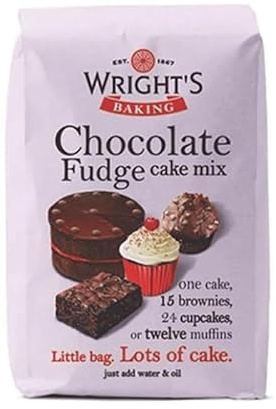 Wrights Baking Chocolate Fudge Cake Mix – Rich and Moist Chocolate Dessert Mix for Cakes, Cupcakes, Brownies, Muffins – Easy to Use Just Add Water and Oil – Suitable for Vegetarians (500G)