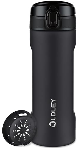 OLDLEY 650ml Wasserflaschen mit Sieb, BPA-freie auslaufsichere Trinkflasche, leichte wiederverwendbare 0,65l Tritan-Sportflasche für Radfahren, Fitness, Universität, Sport, Outdoor, Büro, Wandern