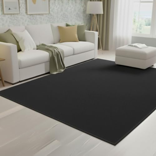 Alfombra Veleta Negra de bucles Grandes – Robusta y Elegante para Cualquier Estancia – 9 tamaños y 5 Fondos Disponibles – 13 mm Grosor – Base Fieltro– Uso doméstico y Comercial- 100x100 cm-f. Negro