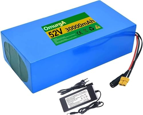 52V 30Ah 35Ah Ebike Akku, 52V 30Ah 35Ah Ebike Batterie eingebauter BMS wasserdichter PVC-Akku mit Ladegerät Elektrofahrrad für 200W 350W 400W 500W 750W 1000W Motor 52V35Ah,T