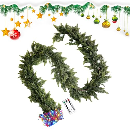 Weihnachtsgirlande Für Außenbereich Zedergrün Mit Lichtern