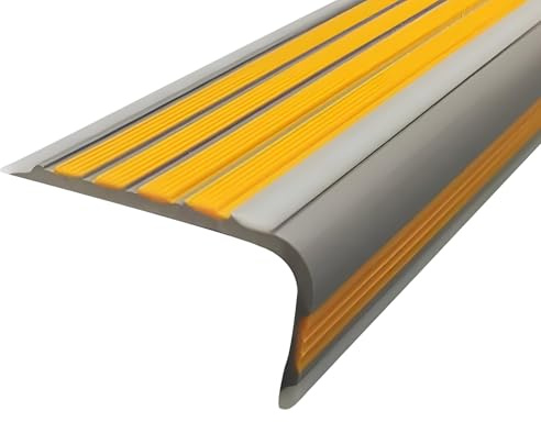 Treppenkantenprofil Vinyl, Winkelprofil Selbstklebend, Zuschneidbar, Rutschfest, Treppenkantenprofil Selbstklebend, L-Form, Einfache Selbstklebemontage(Yellow)