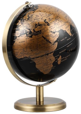 MAGICLULU Bola del Mundo Decoracion Vintage Dorado de Metal, Globo Decorativo Antiguo para Decoración Escritorio de Oficina y Adorno de Mesa Elegante