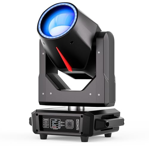 LED 380W Cabeza Móvil Iluminación de Escenario, Luz de Fiesta RGBW 14 Patrones 15 Colores Spot Enfoque Electrónico DMX512 Prisma Rotación de 360° para Bodas Disco Teatros Juegos de Luz