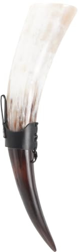 Hoement Set da 1 Boccale di Corno di Bue per Vino, Calice Decorativo Artigianale in Corno Lucido, Resistente e Portatile, per Ristorazione e Ambienti Tradizionali, Dimensioni 20-30 Cm