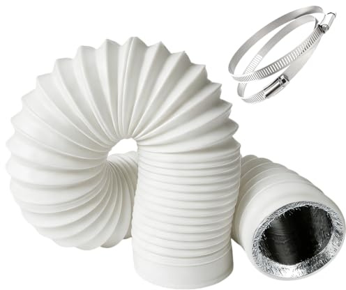 Lüftungsschlauch Set, 75mm Abluftschlauch 3m Alu Flexrohr, Geräuschdämpfend & Wärmegedämmt, inkl. 2 Edelstahl-Schlauchschellen, für Heizungen, Abluftventilator